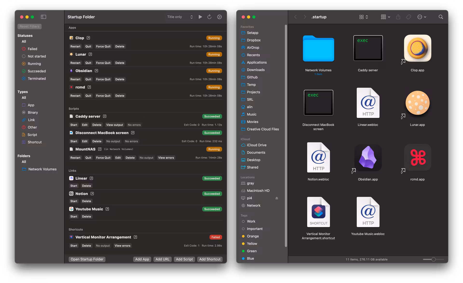 Startup Folder - Simple Startup Manager for Mac user interface